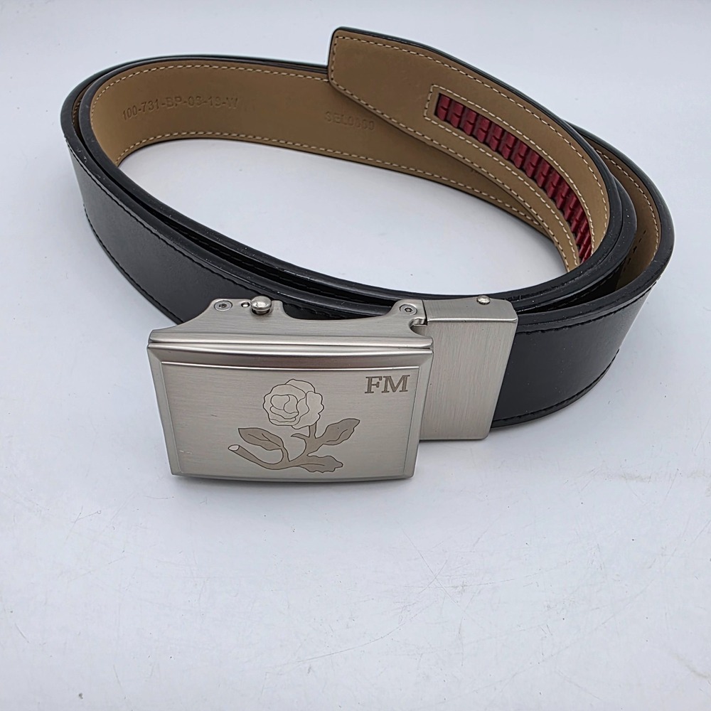 NexBelt Golf‎ Genuine Leather Black The Belt Without Holes Ratchet Rose Buckle